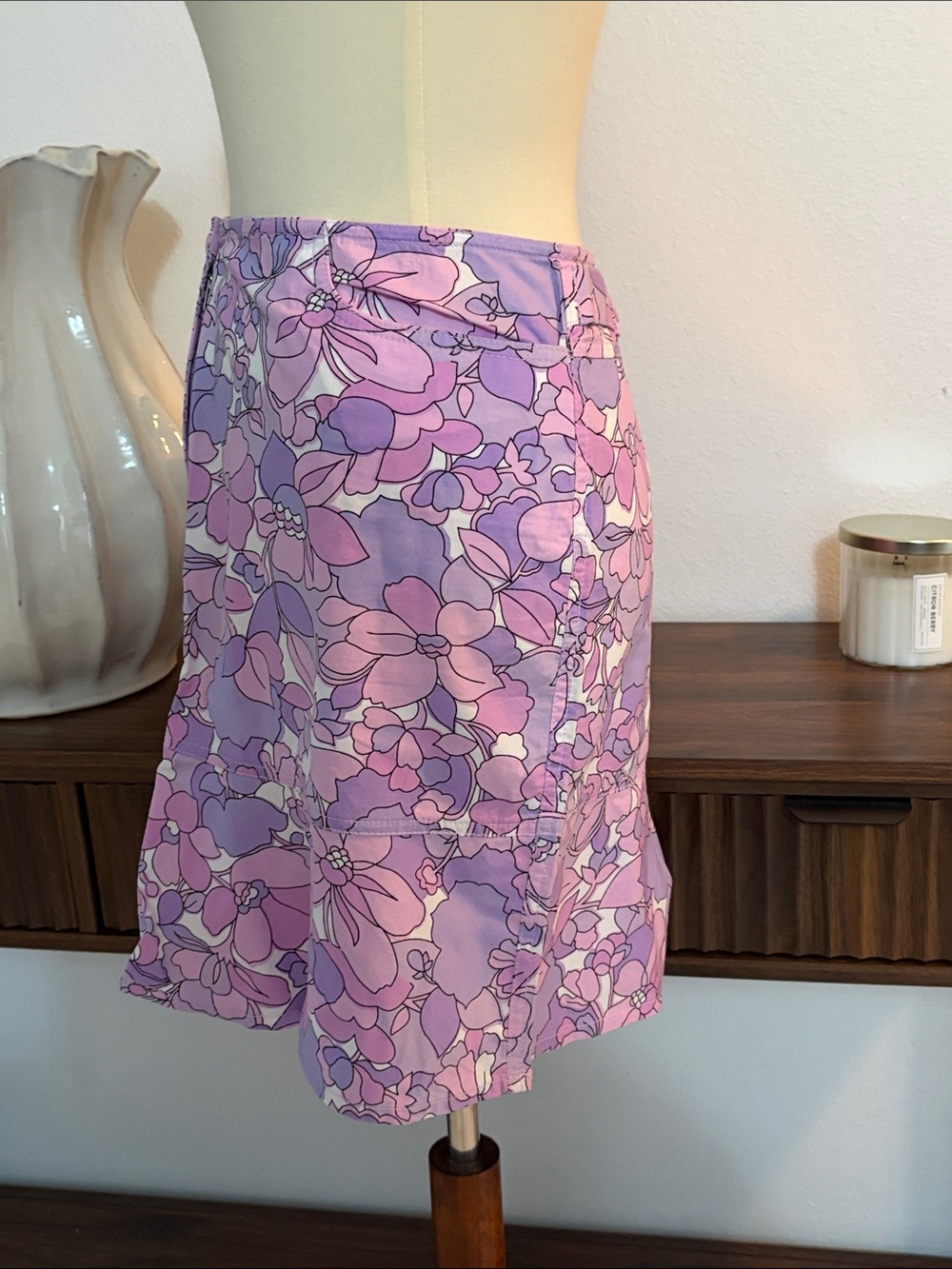Ann Taylor LOFT Lavender Purple Floral Skirt Sz 16 - Picture 4 of 8